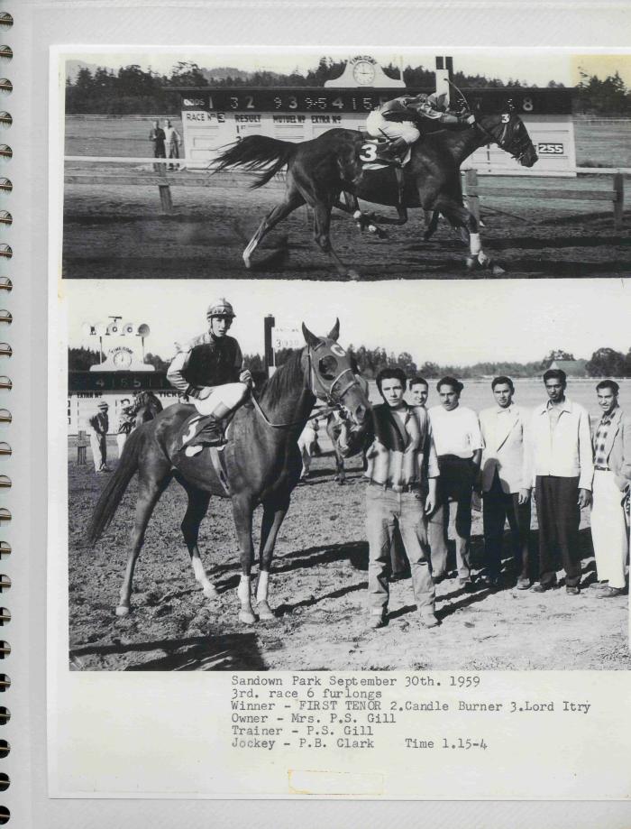 [Photos of First Tenor from the race on September 30, 1959]