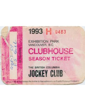 [The British Columbia Jockey Club : clubhouse season ticket]