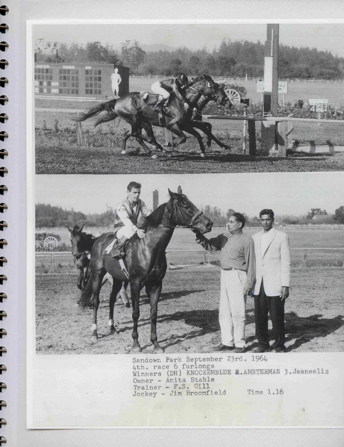 [Photos of Knockemblue from the race on September 23, 1964]