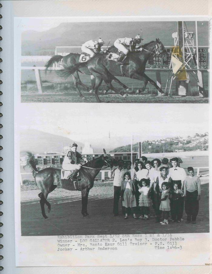 [Photos of Lou Gallator from the race on September 1, 1952]