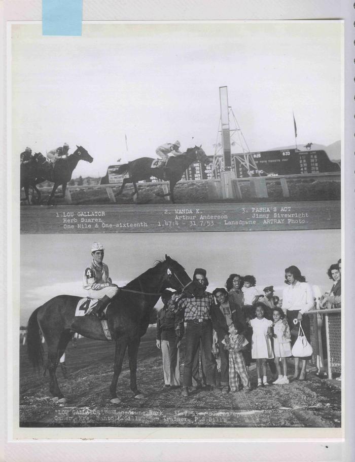 [Photos of Lou Gallator from the race on July 31, 1953]