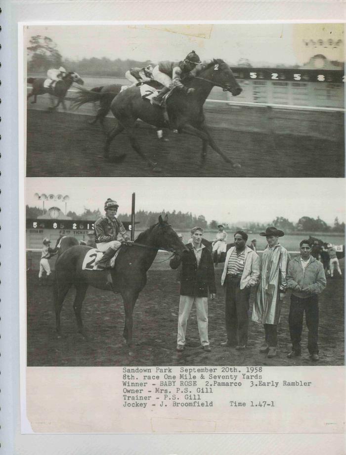 [Photos of Baby Rose from the race on September 20, 1958]