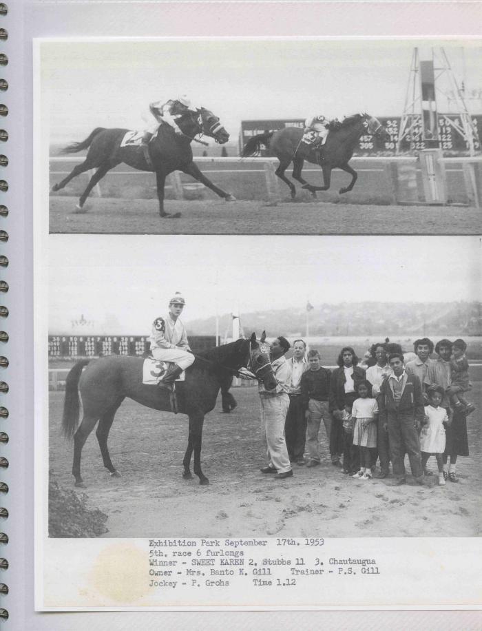 [Photos of Sweet Karen from the race on 17 September1953]