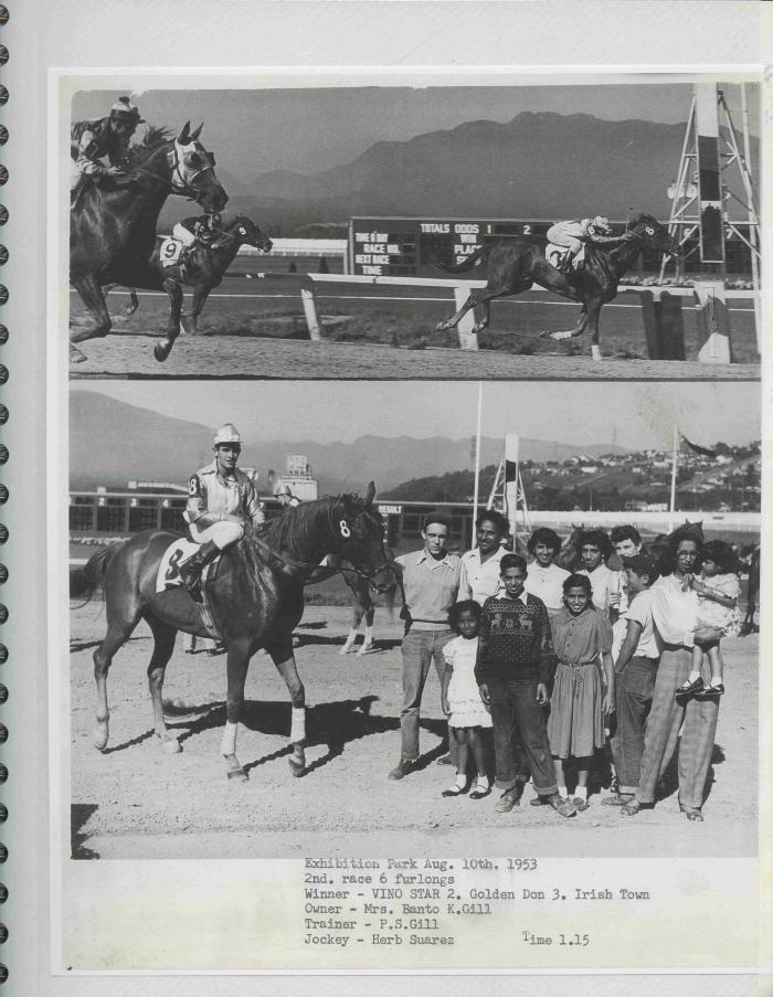 [Photos of Vino Star from the race on August 10, 1953]