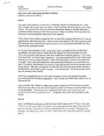 Interview with a lady from the Sikh tradition by Hazel Parker