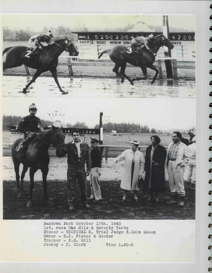 [Photos of Tropical from the race on October 12, 1960]