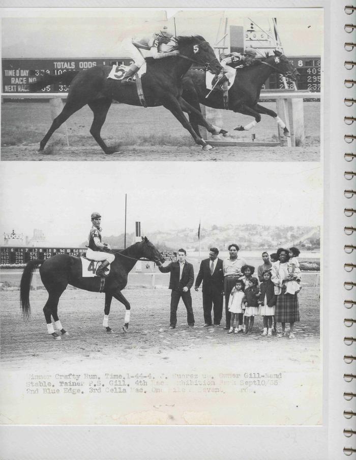 [Photos of Crafty Run from the race on September 10, 1955]