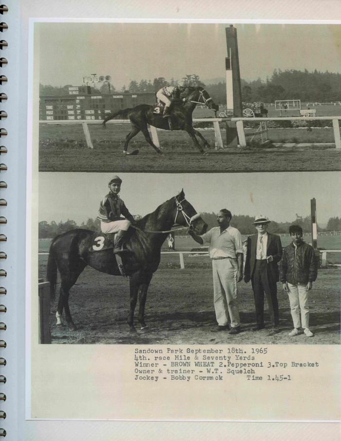 [Photos of Brown Wheat from the race on September 18, 1965]