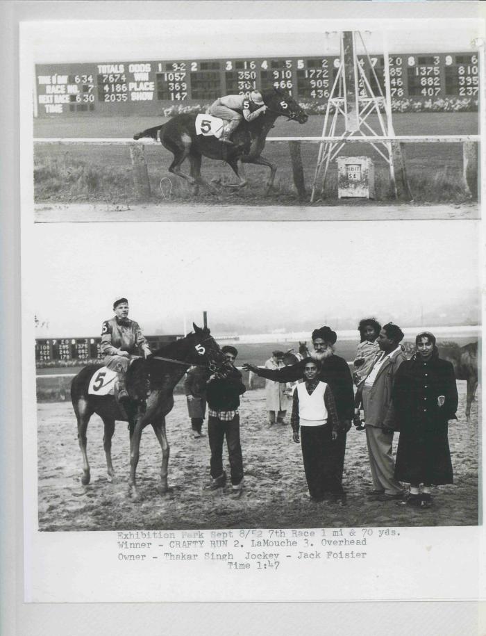 [Photos of Crafty Run from the race on September 8, 1952]