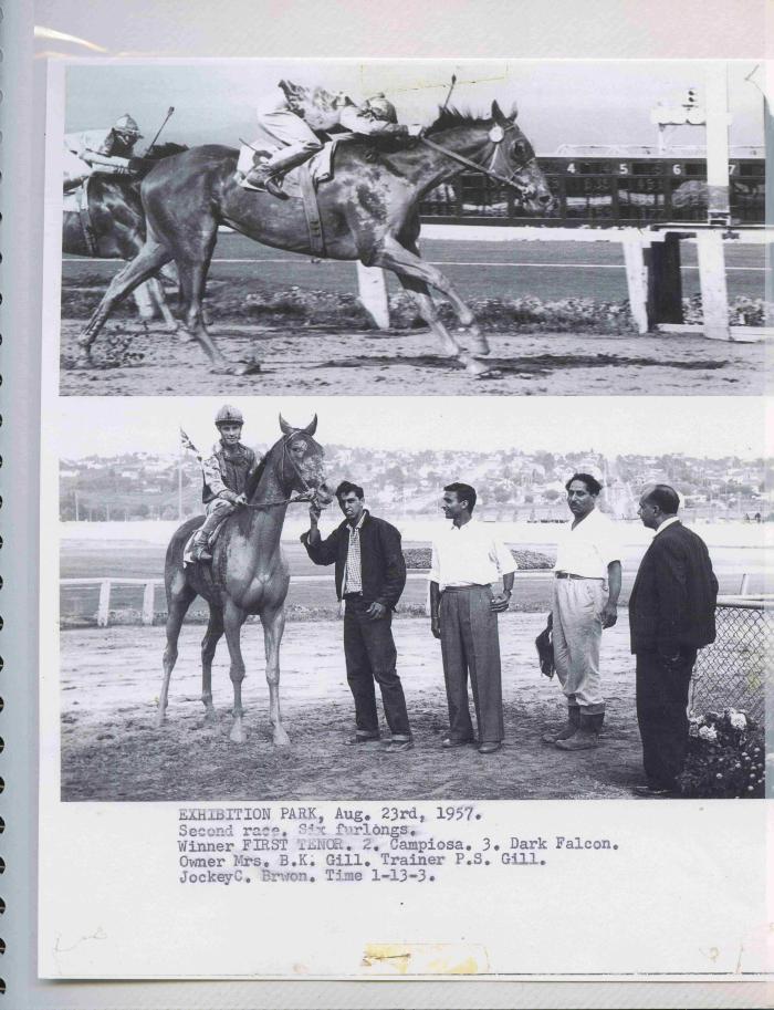 [Photo of First Tenor from the race on August 23, 1957]