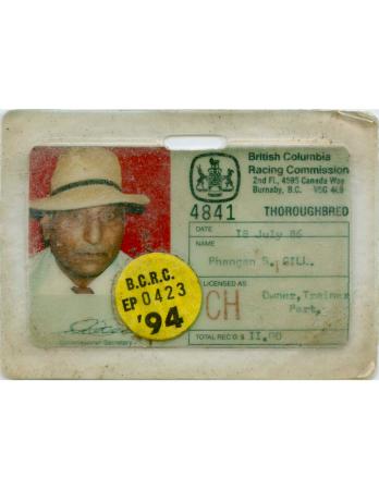 [Identification card of Phangan Singh Gill issued by the British Columbia Racing Commission]