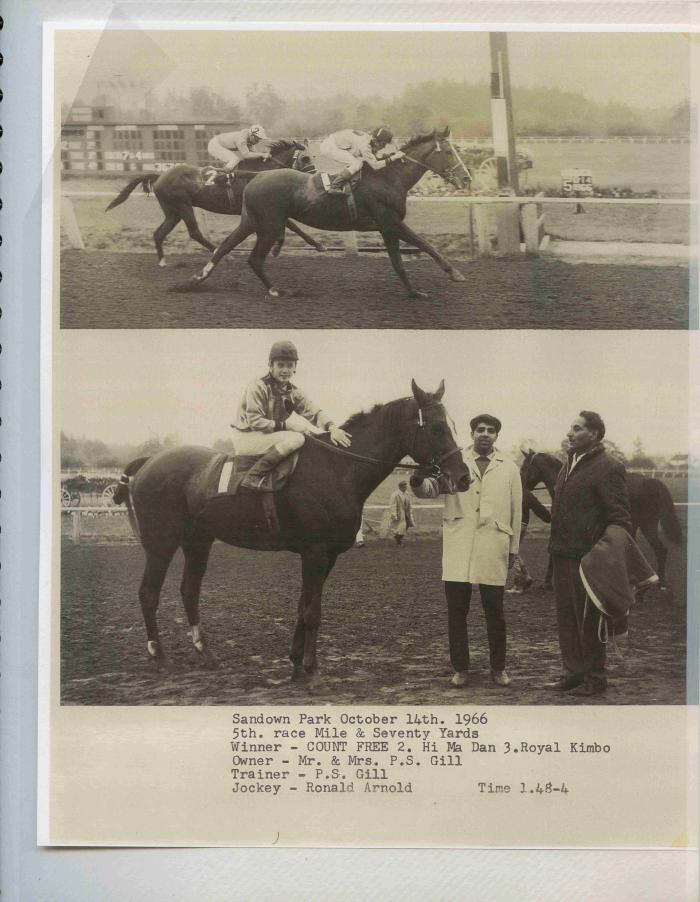 [Photos of Count Free from the race on October 14, 1966]