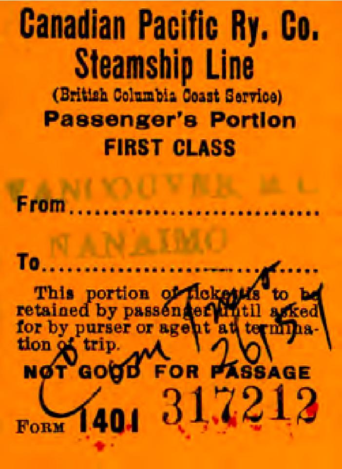[Canadian Pacific Ry. Co. Steamship Line ticket]