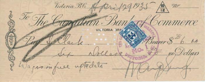 [Cheque from Mayo Singh to Clark]
