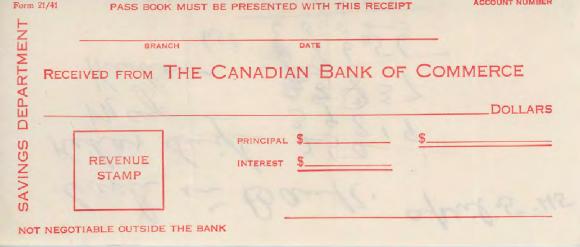 [Receipt from the Canadian Bank of Commerce to [?]]