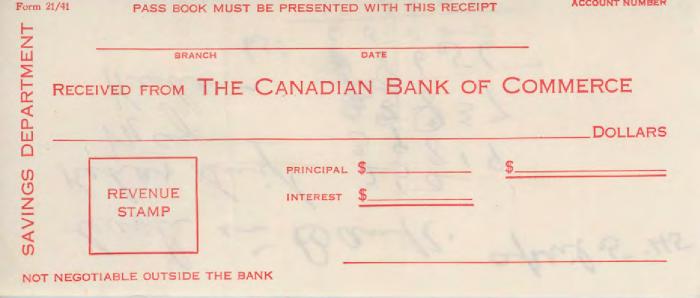 [Receipt from the Canadian Bank of Commerce to [?]]
