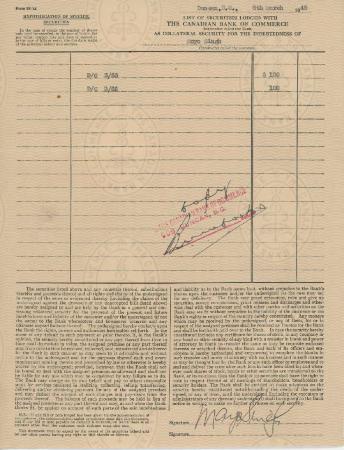 [List of securities lodged with the Canadian Bank of Commerce for Mayo Singh]