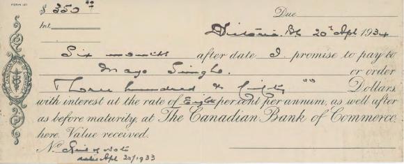 [Promissory note from [?] to Mayo Singh]