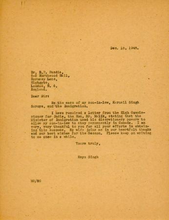 [Letter from Mayo Singh to J. A. Anderson ]