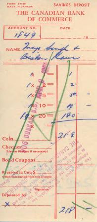 [Bank receipt from the Canadian Bank of Commerce to Mayo Singh and Bishan Kaur]