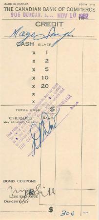 [Receipt of credit from the Canadian Bank of Commerce to Mayo Singh]