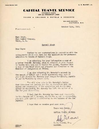 [Letter from C. E. Blaney, Jr. to Mayo Singh]