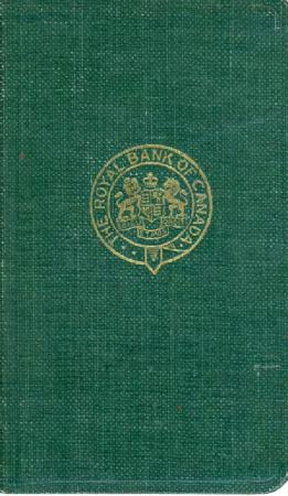 [Green savings account booklet of Mayo Singh from The Royal Bank of Canada in Victoria, B.C.]