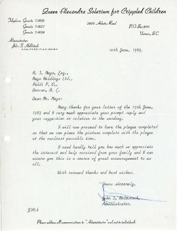 [Letter from John S. Holdstock to Rajindi S. Mayo]