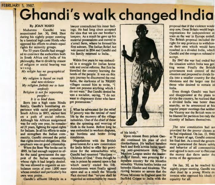 [Ghandi's walk changed India]