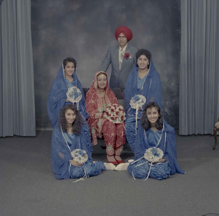 [Group portrait of Jaz Brar, Manpreet Brar and four unidentified women]