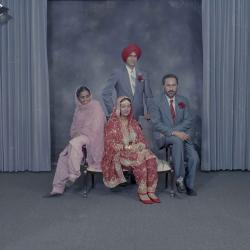 [Group portrait of Kerneil Sidhu, Gurdev Sidhu and their wedding guests]