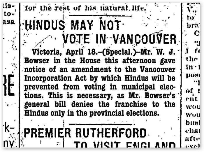 [South Asian Canadians] may not vote in Vancouver