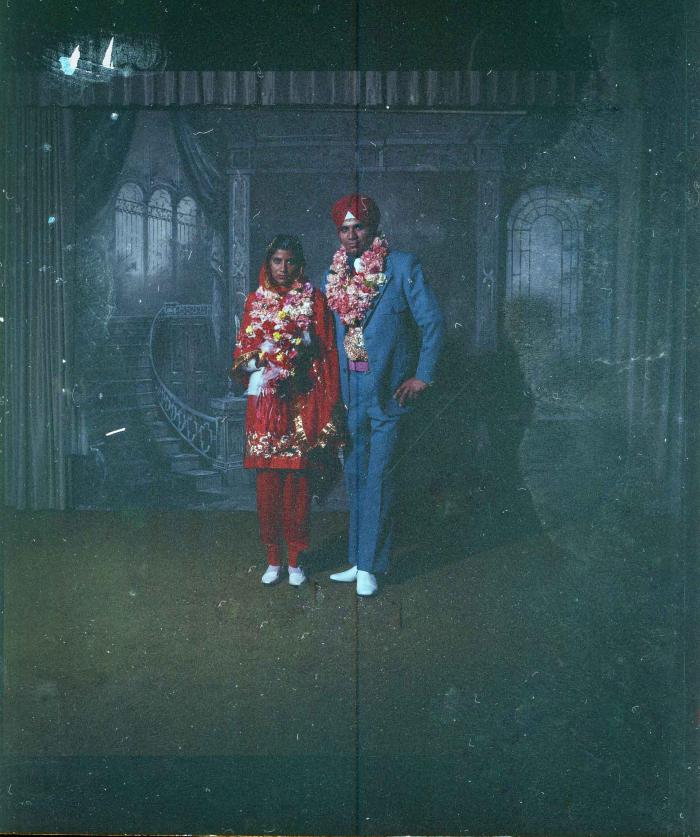 [Group portrait of Daljit Dhaliwal and an unidentified bride]