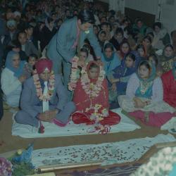 [Group portrait of Baldave Sidhu, Jatinder Kosa and their wedding guests]