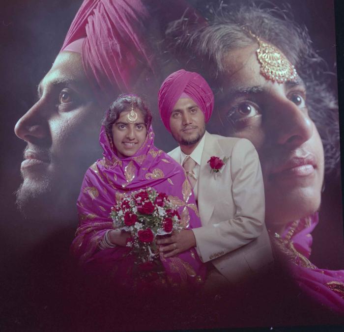 [Group portrait of Balbir Dhami and Inderjit Neger]