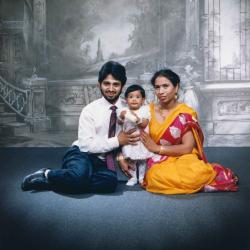 [Portrait of Amir Sandhu and two unidentified family members]