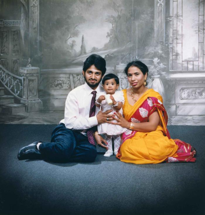 [Portrait of Anju Dhatt, Ashwani Dhaswan and an unidentified child]