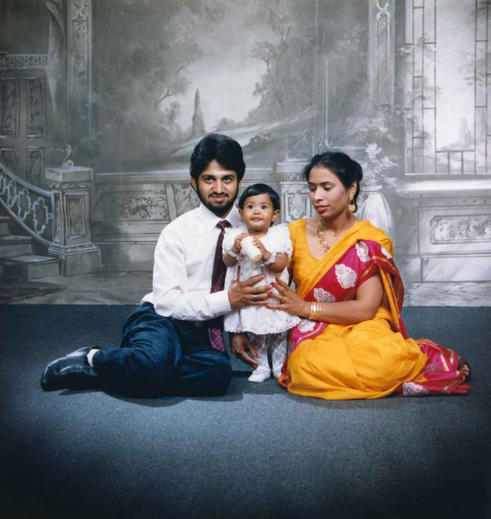 [Portrait of Anju Dhatt, Ashwani Dhaswan and an unidentified child]