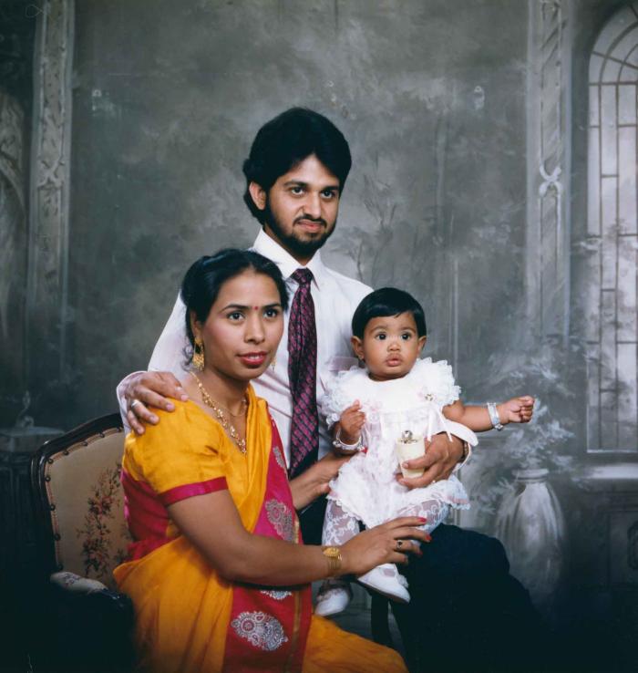 [Portrait of Anju Dhatt, Ashwani Dhaswan and an unidentified child]