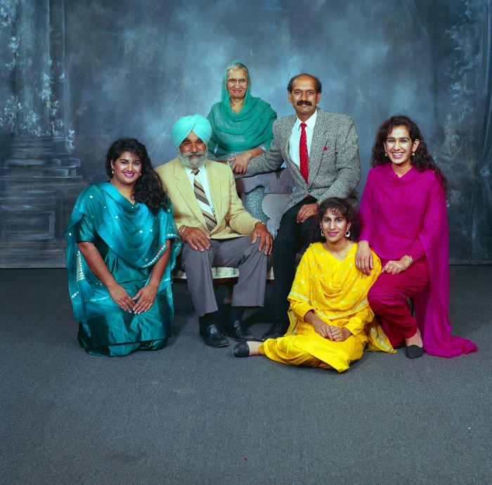 [Group portrait of Bains, Satwinder Kaur and Bains, Parmjit Singh and family]