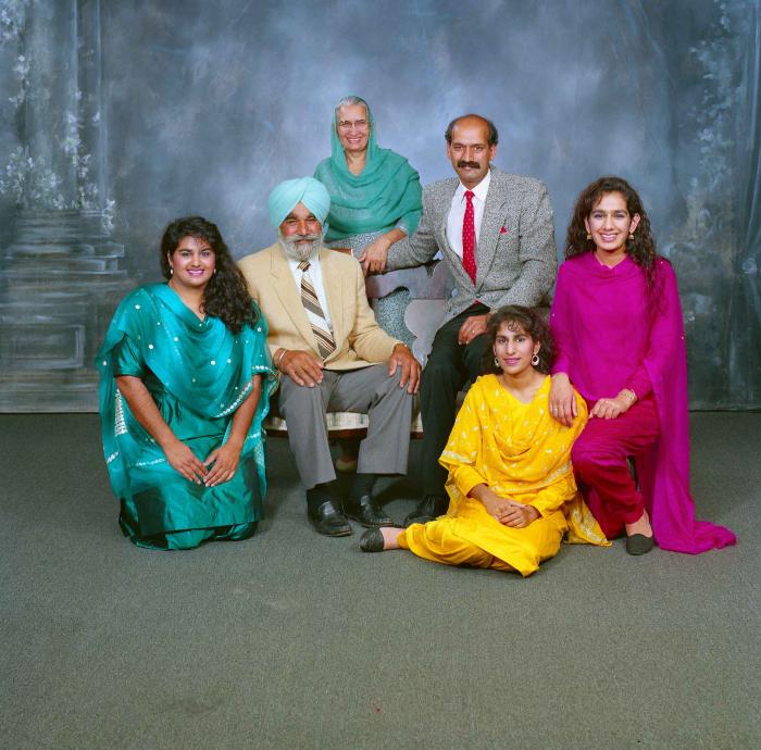 [Group portrait of Bains, Satwinder Kaur and Bains, Parmjit Singh and family]