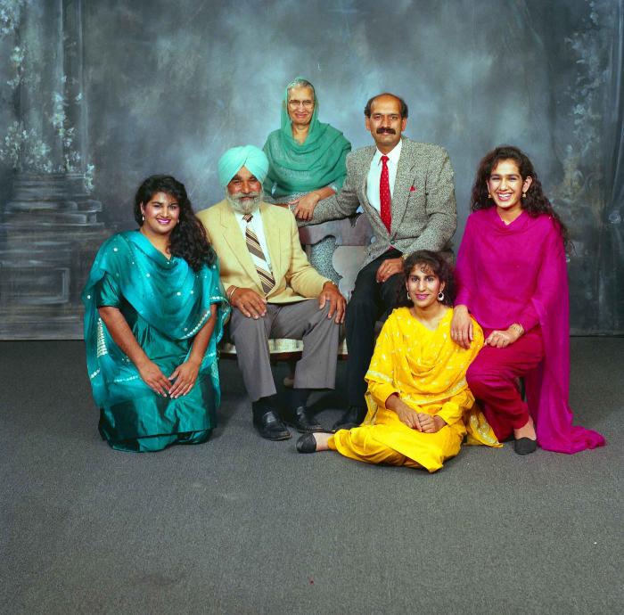 [Group portrait of Bains, Satwinder Kaur and Bains, Parmjit Singh and family]