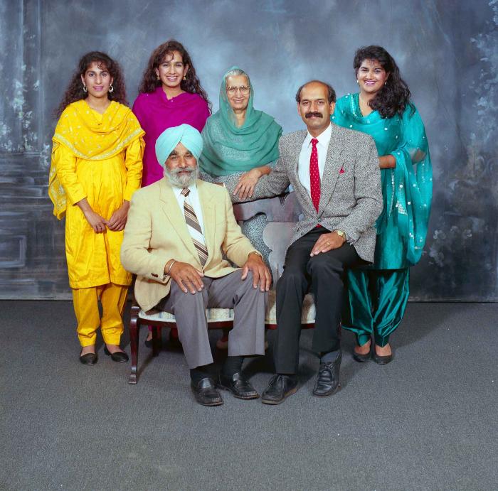 [Group portrait of Bains, Satwinder Kaur and Bains, Parmjit Singh and family]