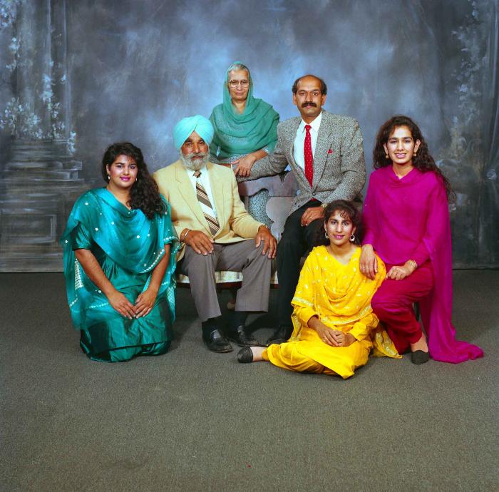 [Group portrait of Bains, Satwinder Kaur and Bains, Parmjit Singh and family]
