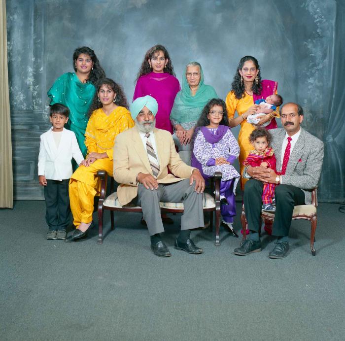[Group portrait of Bains, Satwinder Kaur and Bains, Parmjit Singh and family]