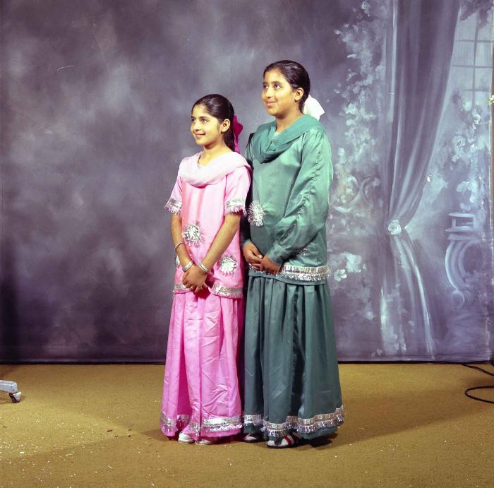 [Portrait of two unidentified girls]