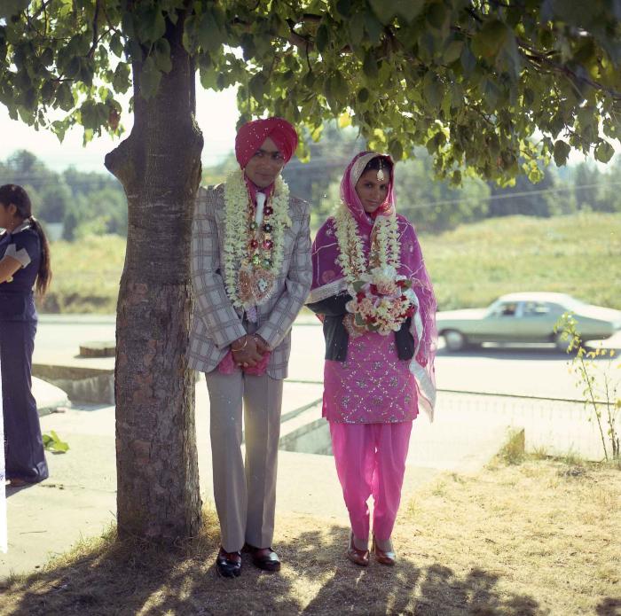 [Portrait of Kehar S. Cheema and unidentified bride]