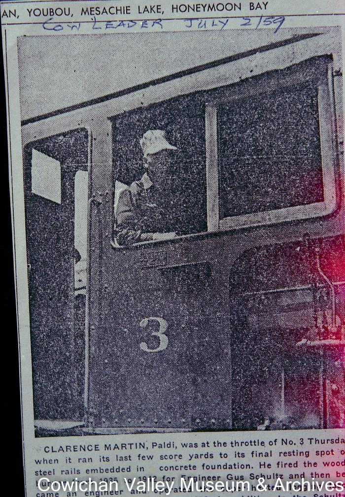 [Clarence Martin at the helm of no. 3 railroad locomotive