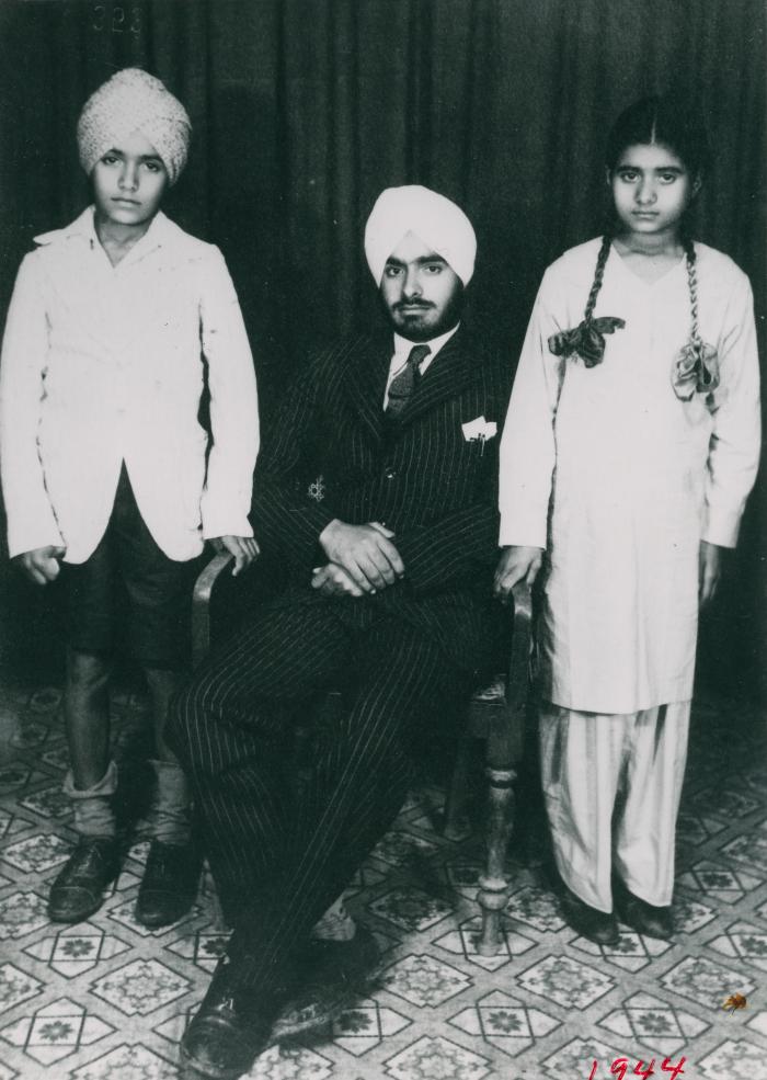 [Studio photograph of Harinder Jit Kaur with her siblings]