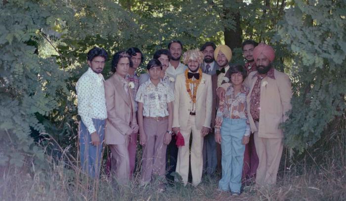 [Group photo of Harbans Singh Grewal with unidentified people]